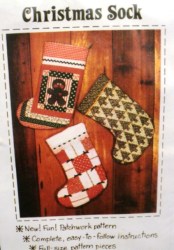 3 PATCHWORK SQUARES CHRISTMAS SOCKS STOCKINGS PATTERN